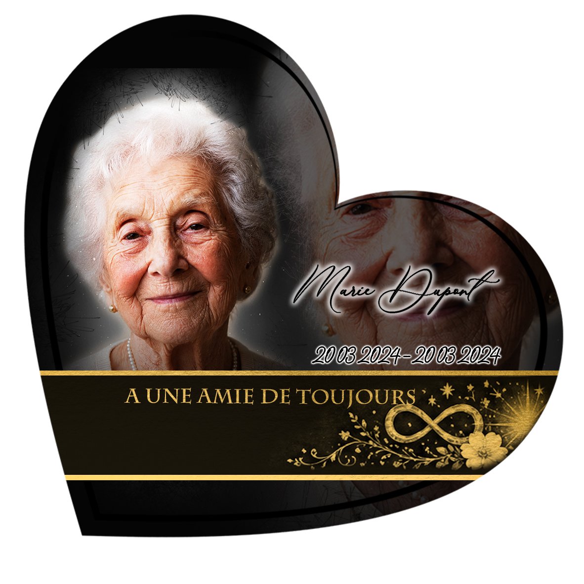 Plaque Cœur Infini effet Crayon, ambiance complète portrait + fond
