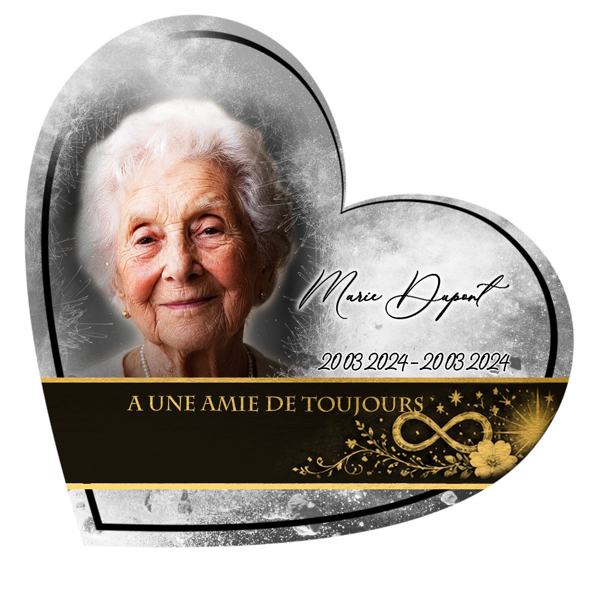 Plaque Cœur Infini effet Éclat, ambiance complète portrait + fond