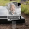 Plaque funéraire rectangle infini plantée par appendice plexiglas, sol meuble ou pot, 1er sous-décor