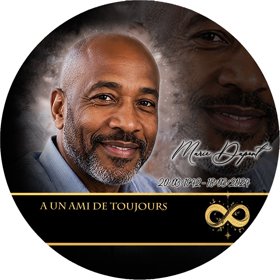 Plaque Circulaire Infini effet Crayon, ambiance complète portrait + fond