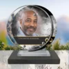Plaque funéraire médaillon rond infini posée sur socle ardoise du Brésil, fixation inox, 1er sous-décor
