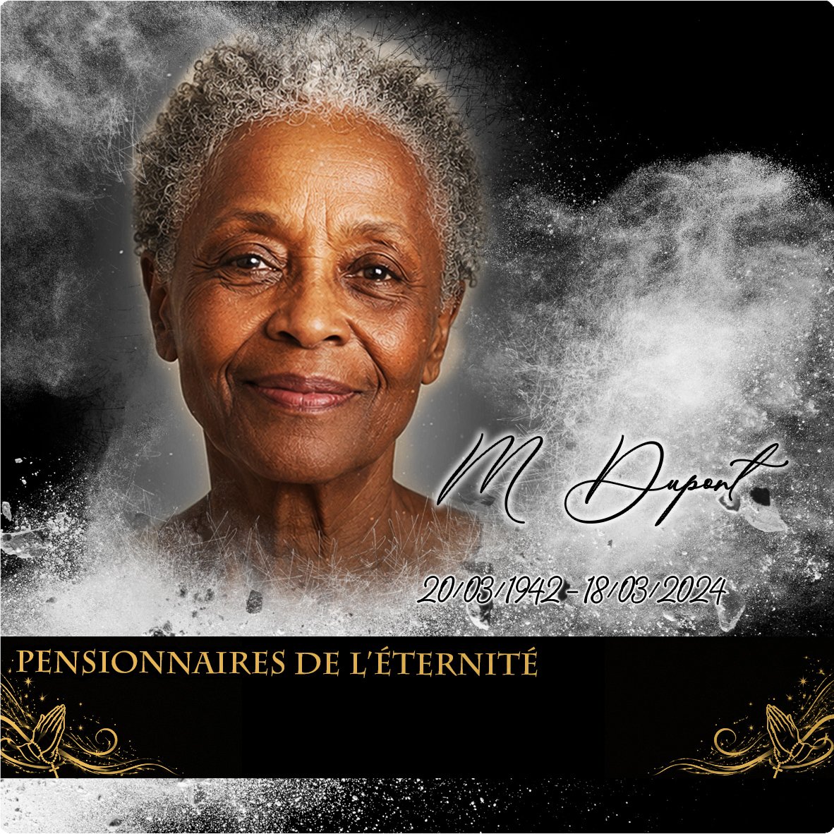 Plaque Carré Mains jointes effet Éclat, ambiance complète portrait + fond