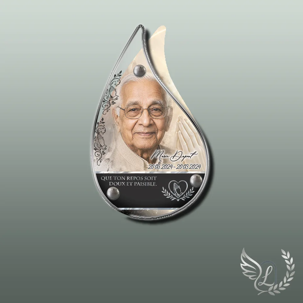 Plaque funéraire Mains jointes forme Flamme