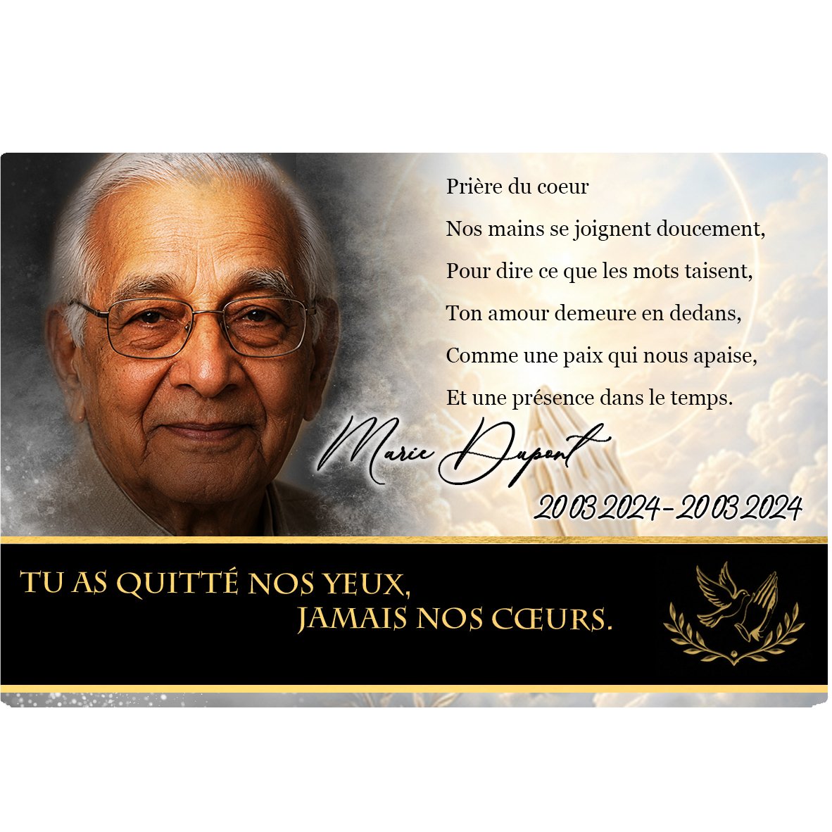 Plaque Panoramique Mains jointes effet Pastel, ambiance complète portrait + fond