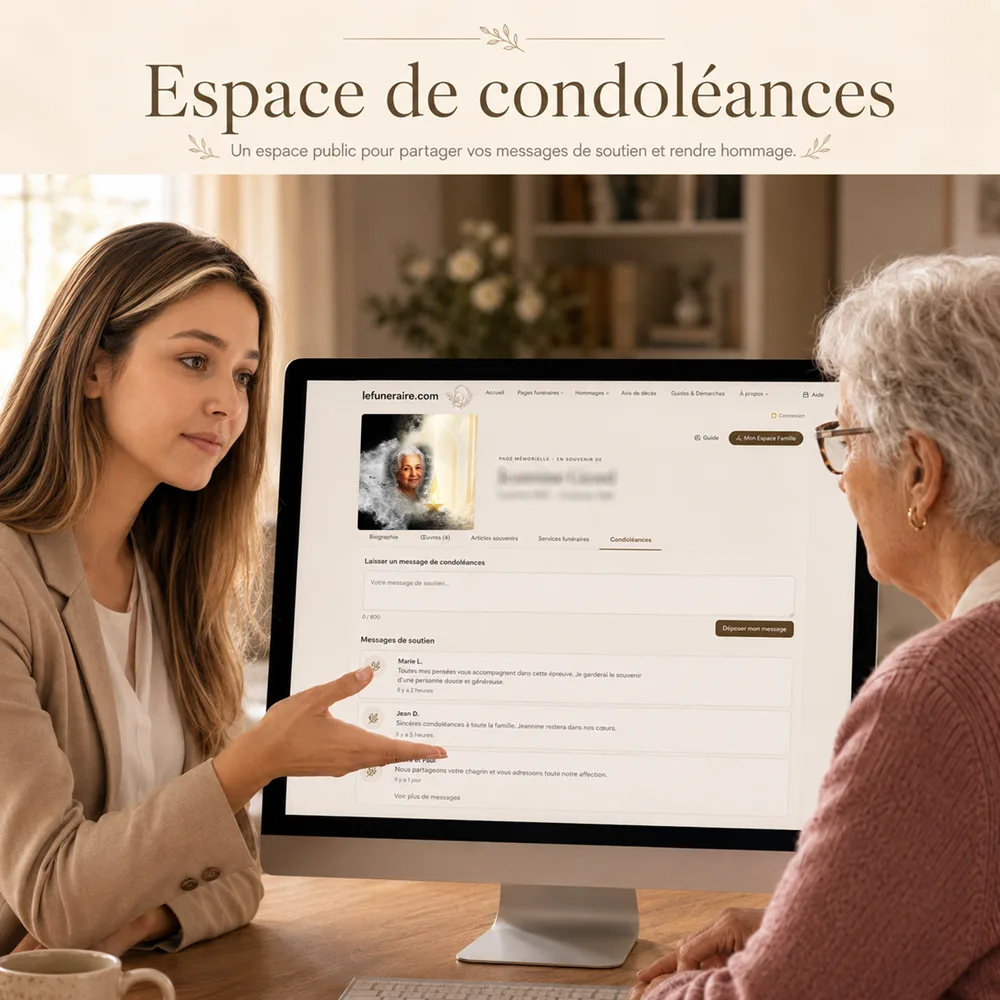Livre de condoléances — service complémentaire Flamme éternelle