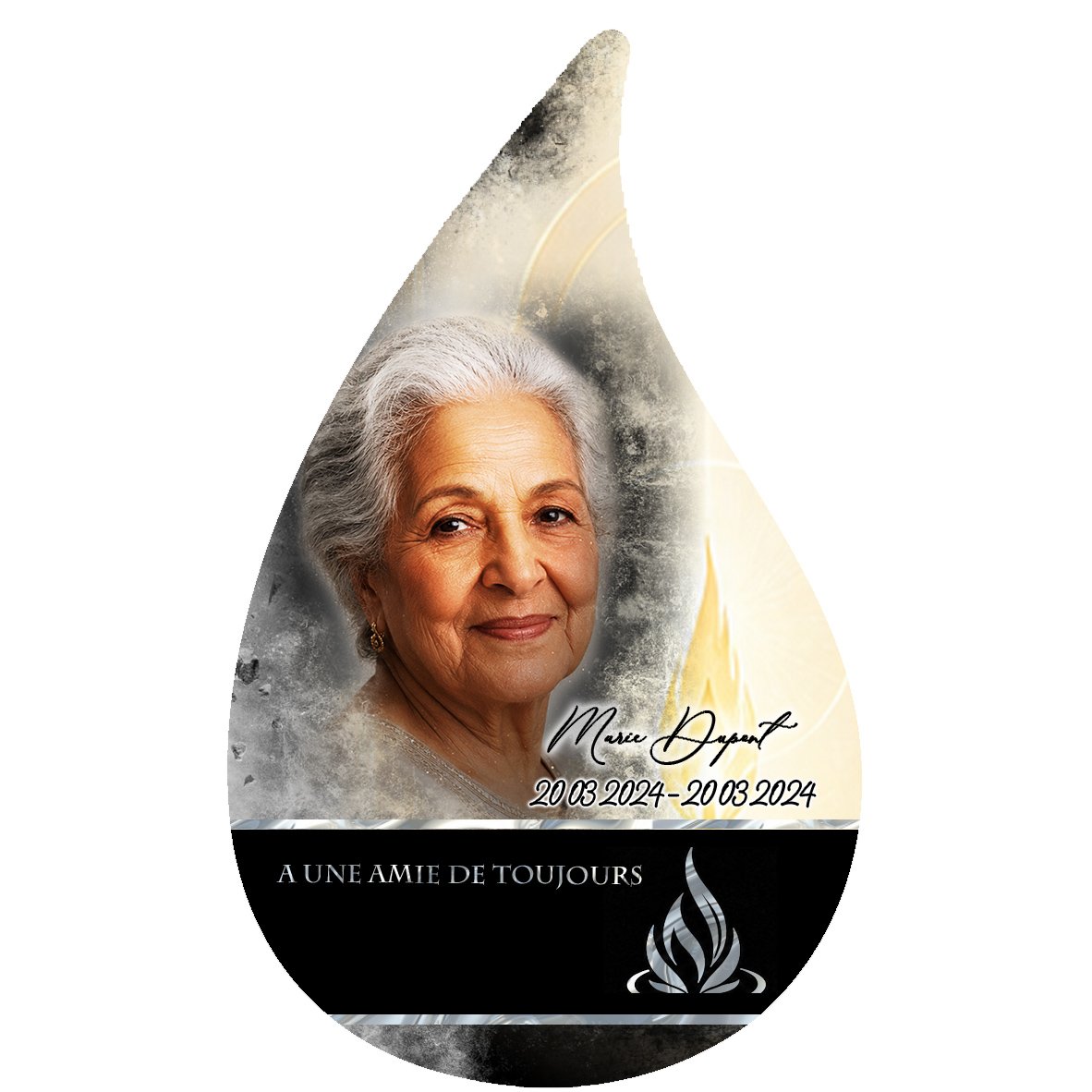 Plaque Flamme Flamme éternelle effet Éclat, ambiance complète portrait + fond