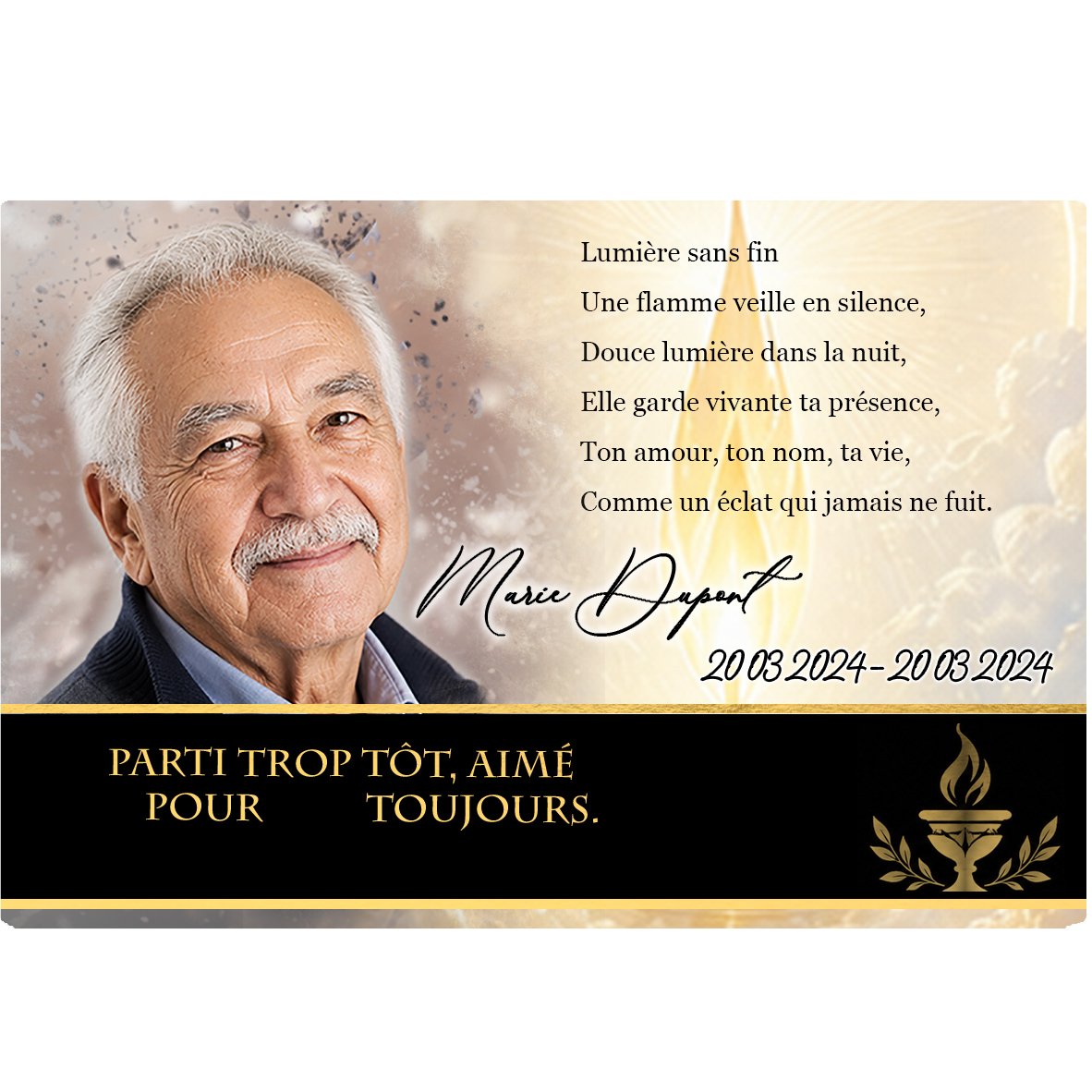 Plaque Panoramique Flamme éternelle effet Crayon, ambiance complète portrait + fond