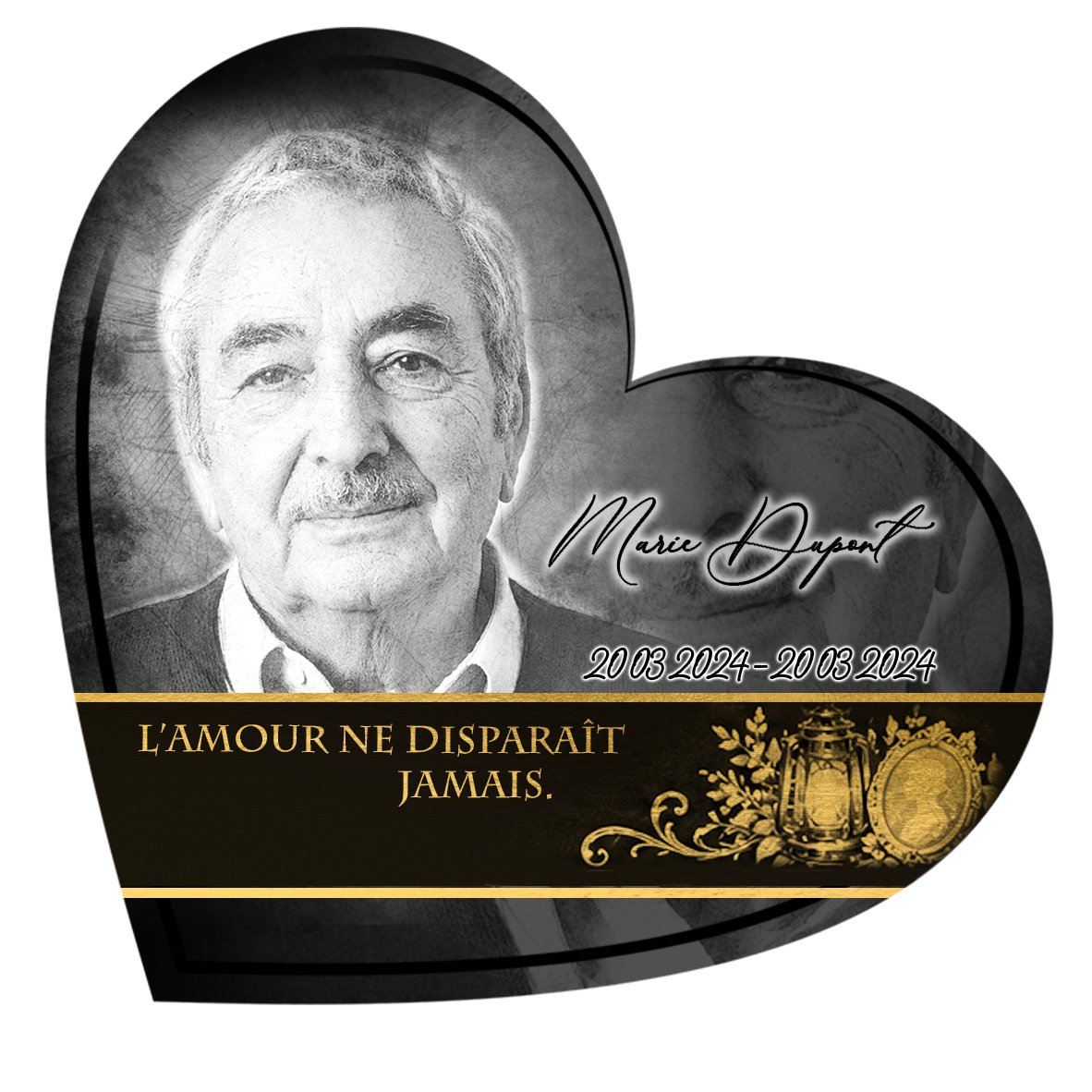 Plaque Cœur Photo portrait effet Crayon, ambiance complète portrait + fond