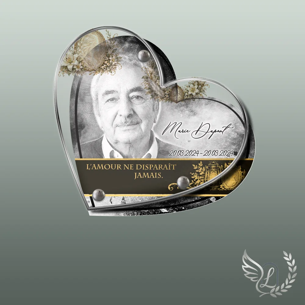 Plaque funéraire Photo portrait forme Cœur