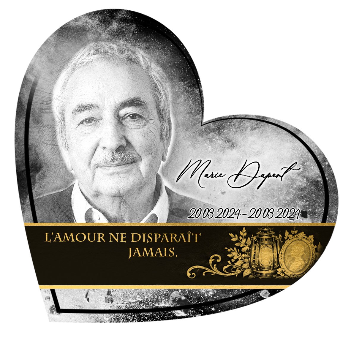 Plaque Cœur Photo portrait effet Éclat, ambiance complète portrait + fond