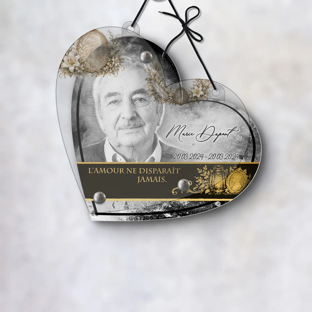 Plaque Cœur Photo portrait suspendue par cordelette