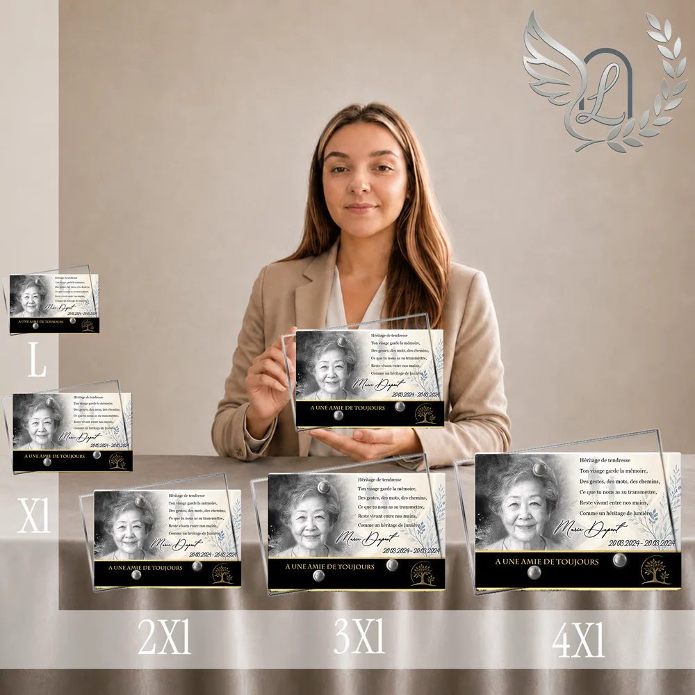 Plaque Panoramique Photo portrait — lefuneraire.com Plaque funéraire Photo portrait Panoramique personnalisée, toutes tailles alignées