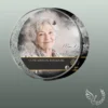 Plaque funéraire médaillon rond photo portrait collée sur pierre tombale, double-face professionnel inclus, 1er sous-décor du thème