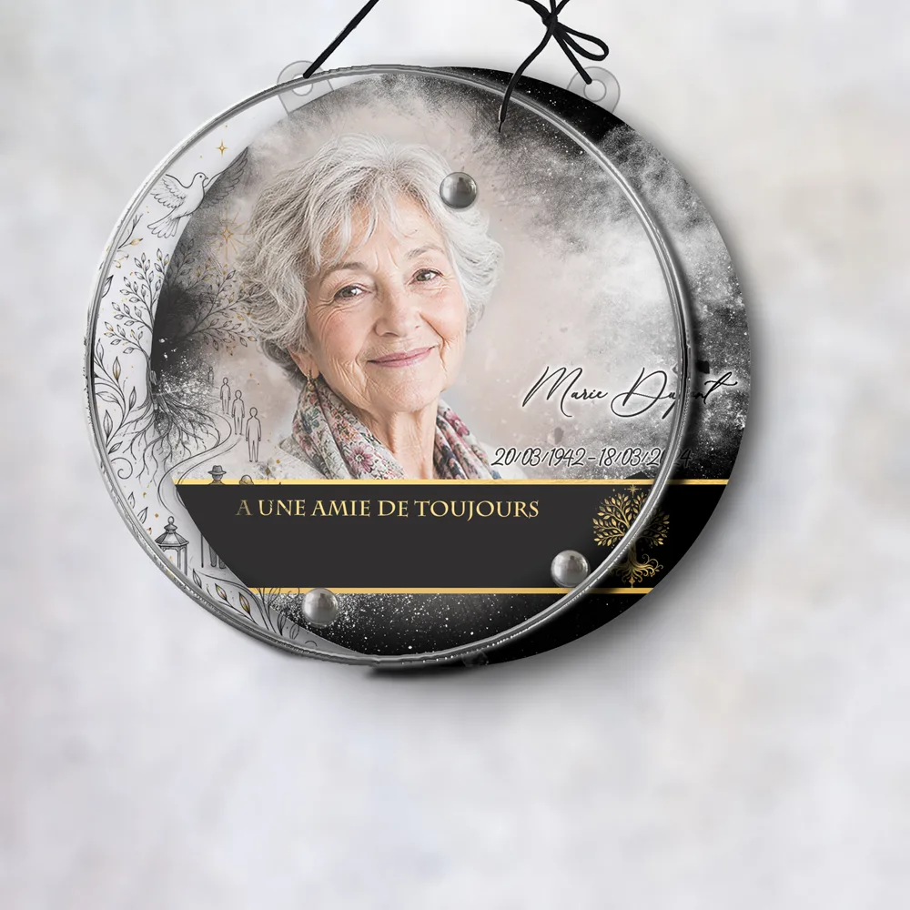 Plaque Circulaire Photo portrait suspendue par cordelette