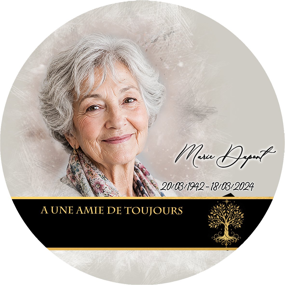Plaque Circulaire Photo portrait effet Pastel, ambiance complète portrait + fond