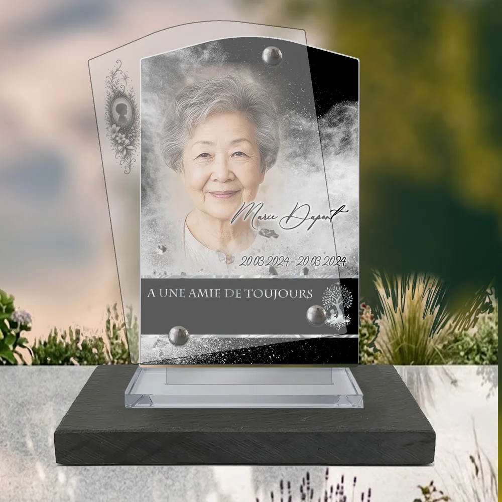 Plaque Stèle Enfant à poser sur socle ardoise du Brésil