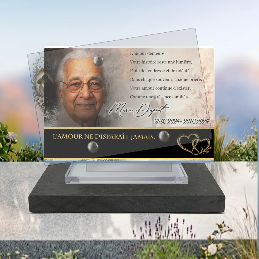 Plaque Panoramique Couple à poser sur socle ardoise du Brésil