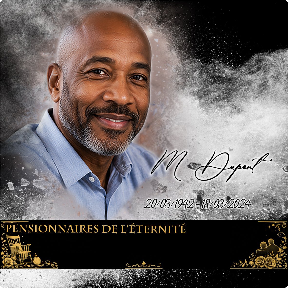 Plaque Carré Grands-parents effet Éclat, ambiance complète portrait + fond
