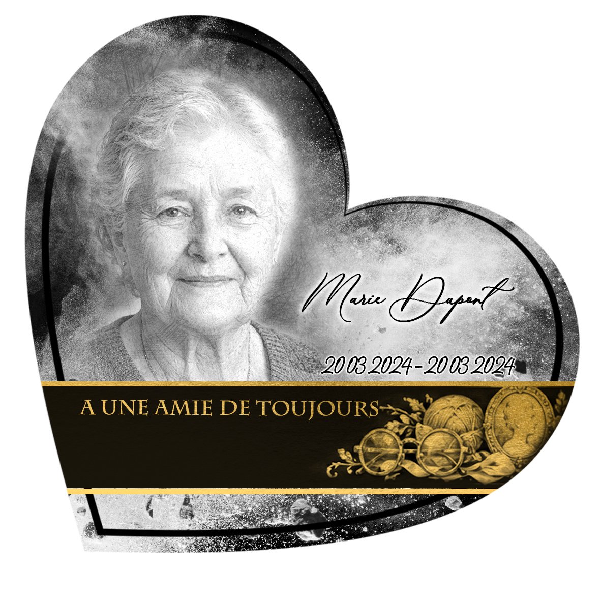 Plaque Cœur Grands-parents effet Éclat, ambiance complète portrait + fond