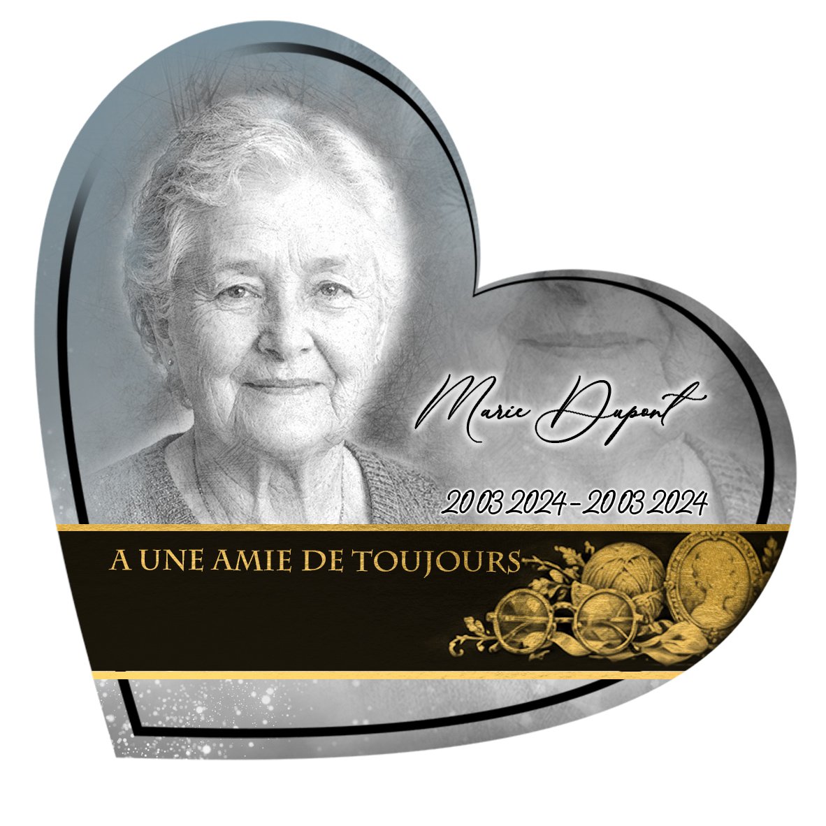 Plaque Cœur Grands-parents effet Pastel, ambiance complète portrait + fond