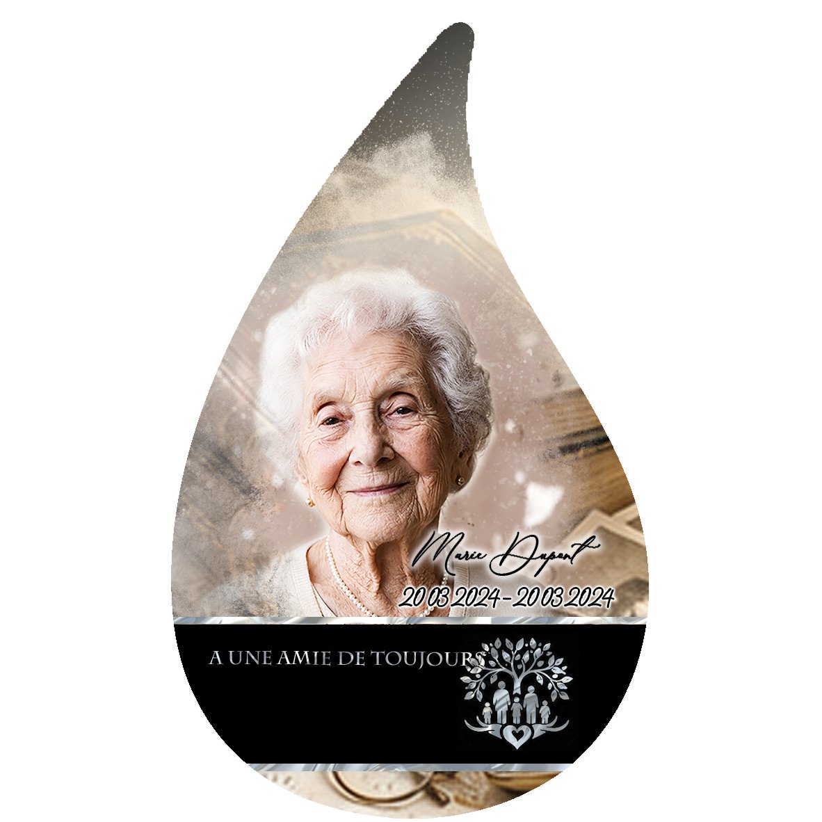 Plaque Flamme Grands-parents effet Éclat, ambiance complète portrait + fond