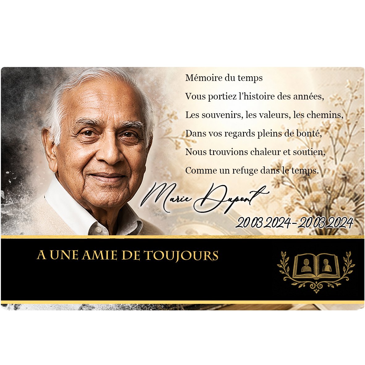 Plaque Panoramique Grands-parents effet Éclat, ambiance complète portrait + fond