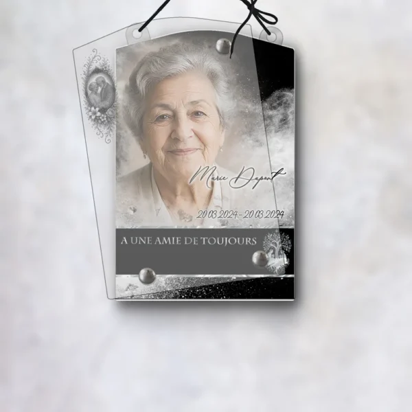 Plaque funéraire rectangle grands-parents suspendue par cordelette, kit de fixation inclus, 1er sous-décor