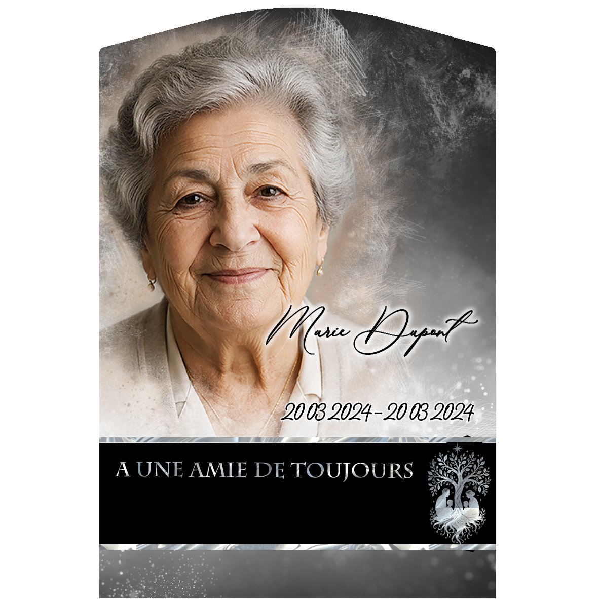 Plaque Stèle Grands-parents effet Pastel, ambiance complète portrait + fond