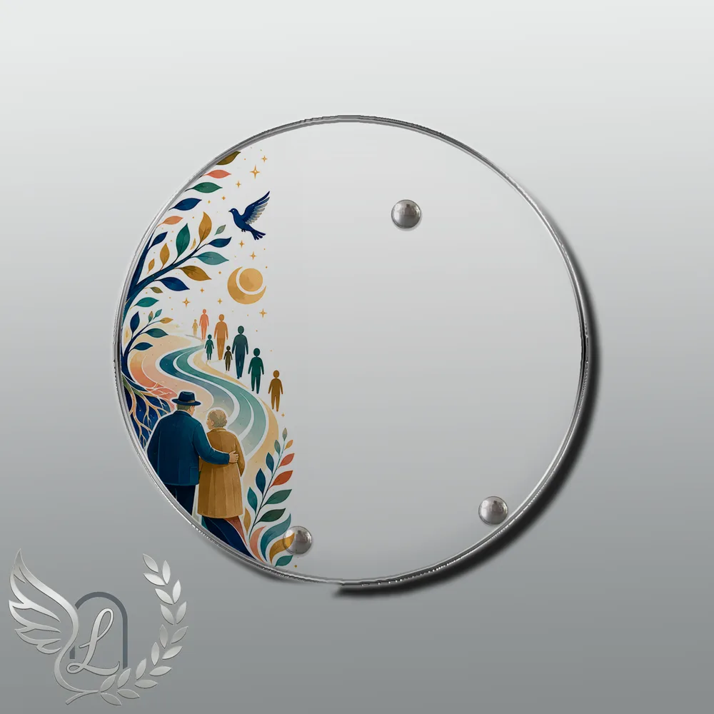 Plaque Circulaire Grands-parents nue motif 01