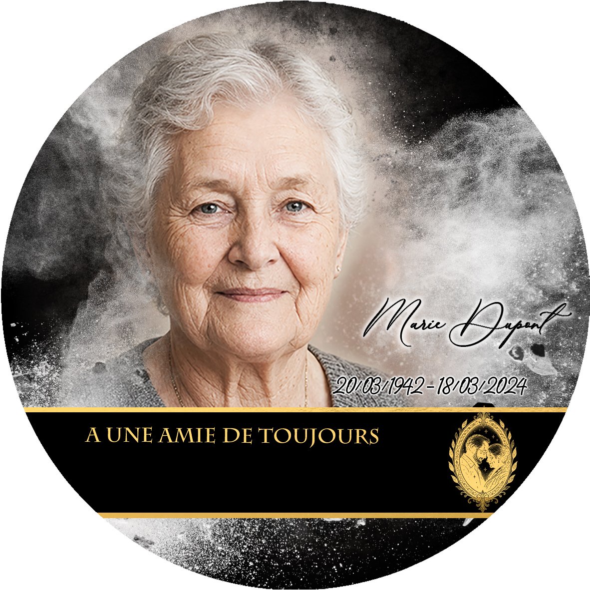 Plaque Circulaire Grands-parents effet Éclat, ambiance complète portrait + fond
