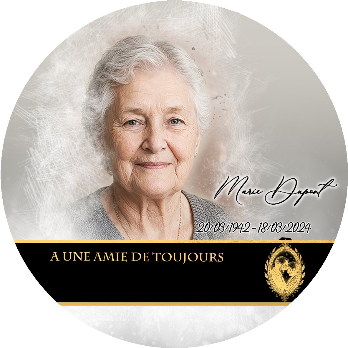 Plaque Circulaire Grands-parents effet Pastel, ambiance complète portrait + fond