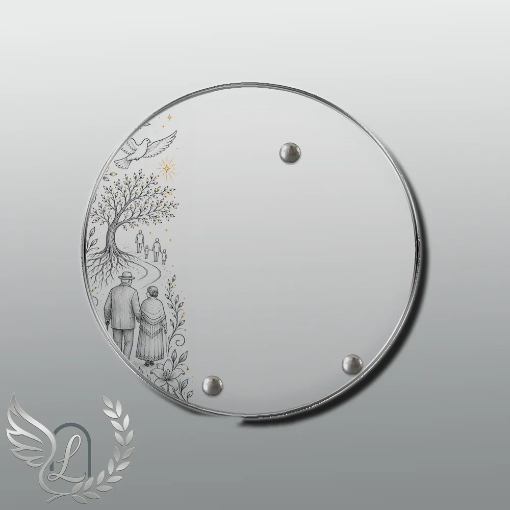 Plaque Circulaire Grands-parents nue motif 03