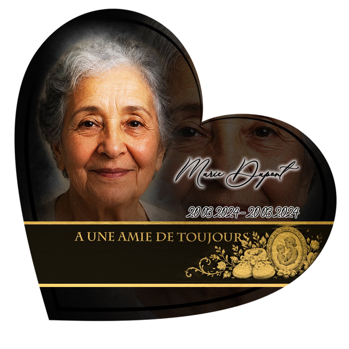 Plaque Cœur Maman-Papa effet Crayon, ambiance complète portrait + fond