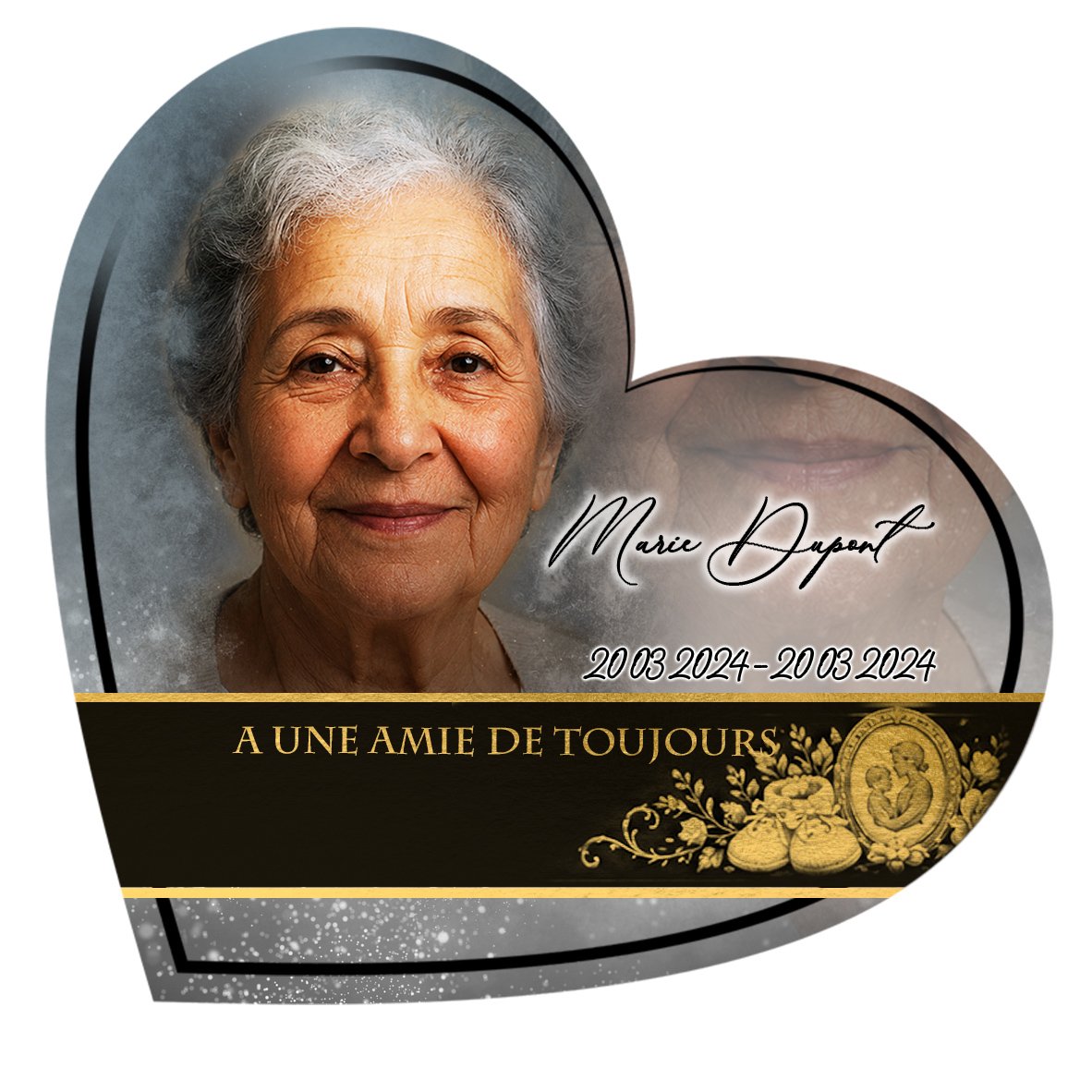 Plaque Cœur Maman-Papa effet Pastel, ambiance complète portrait + fond