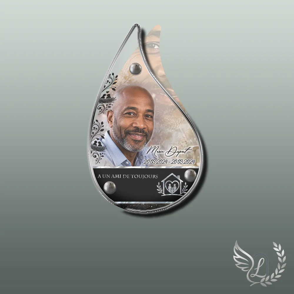 Plaque funéraire Maman-Papa forme Flamme