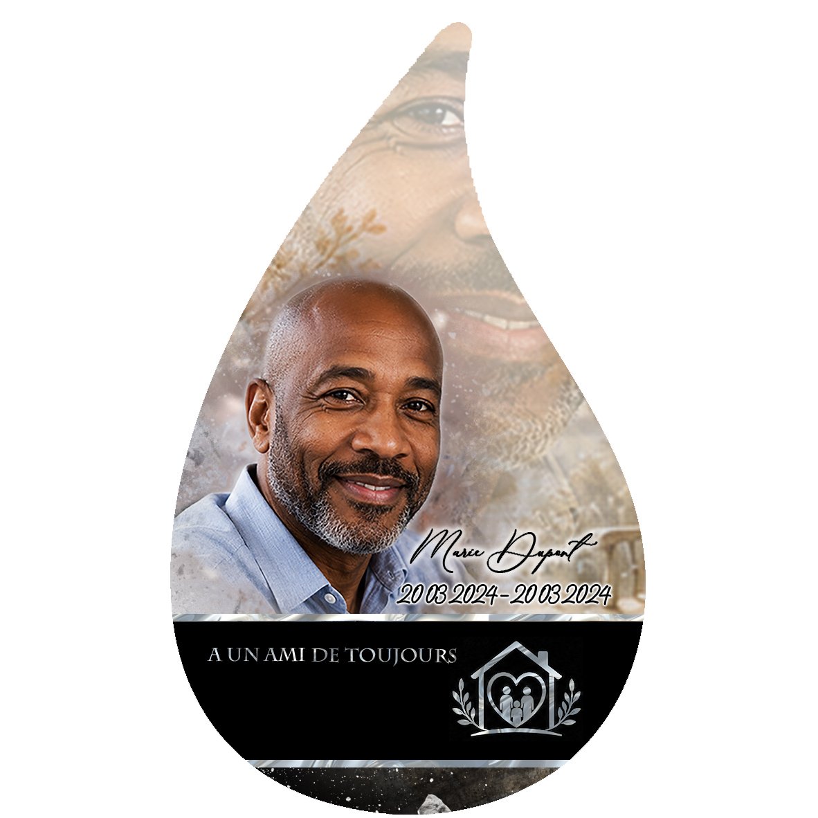 Plaque Flamme Maman-Papa effet Éclat, ambiance complète portrait + fond