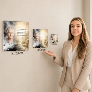 Cadre photo mémoriel offert avec la plaque funéraire panoramique maman-papa, format A4 portrait avec impression haute définition
