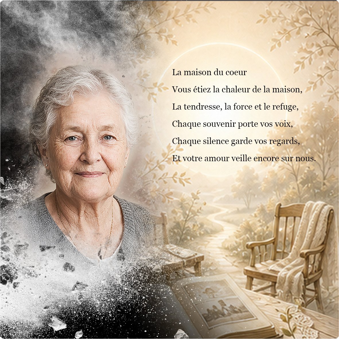 Plaque funéraire Maman-Papa forme Panoramique