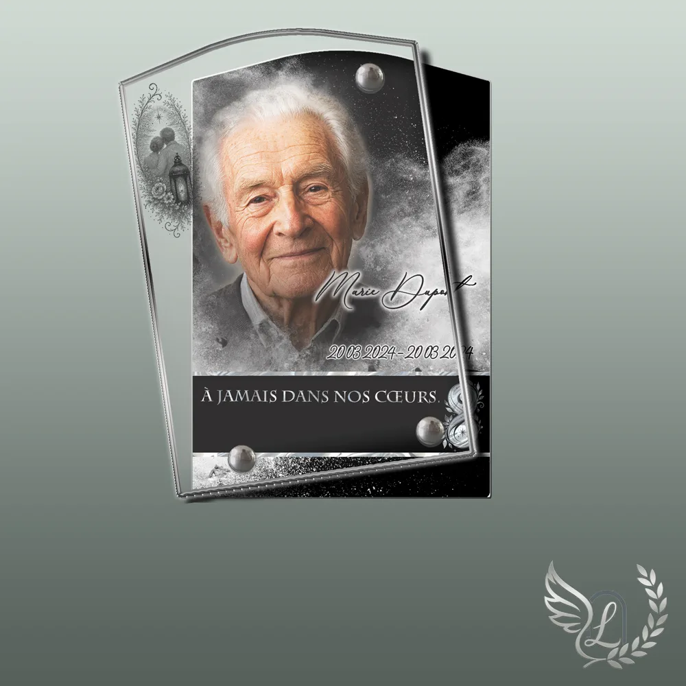 Plaque funéraire Maman-Papa en forme Stèle, hommage refuge