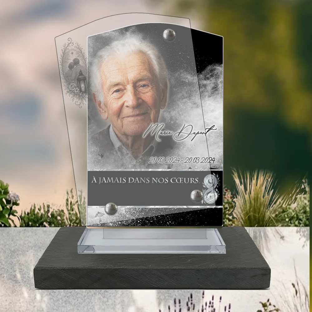 Plaque Stèle Maman-Papa à poser sur socle ardoise du Brésil