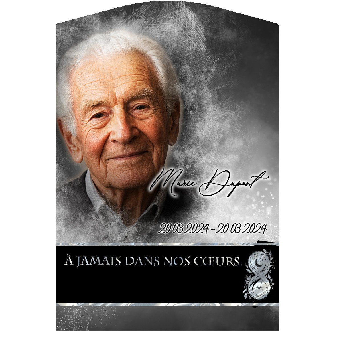 Plaque Stèle Maman-Papa effet Pastel, ambiance complète portrait + fond