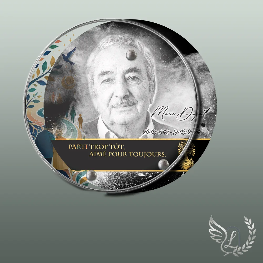 Plaque funéraire Maman-Papa forme Circulaire