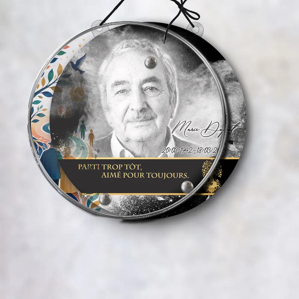 Plaque Circulaire Maman-Papa suspendue par cordelette