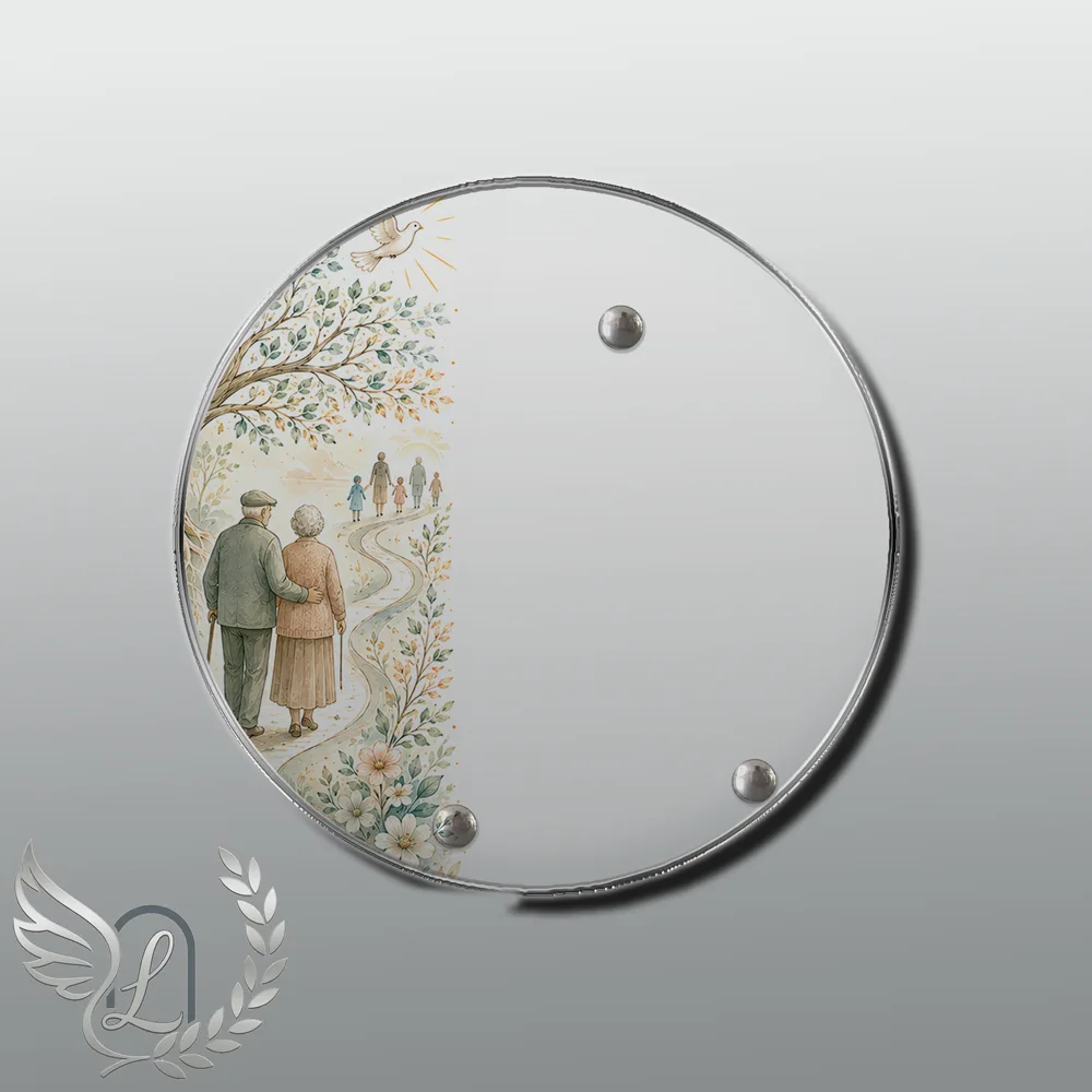 Plaque Circulaire Maman-Papa nue motif 02