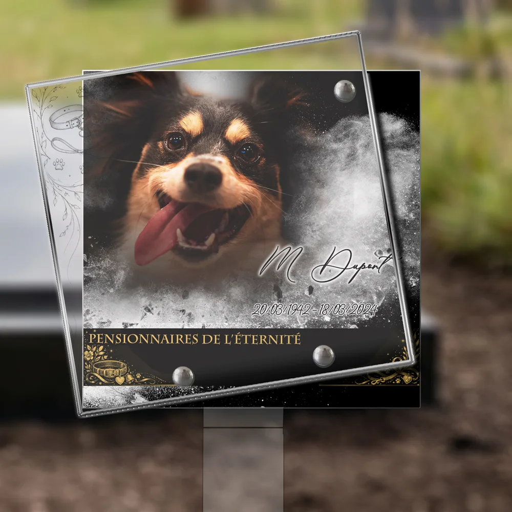 Plaque Carré Animal de compagnie plantée dans la terre
