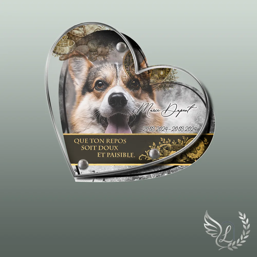Plaque funéraire Animal de compagnie forme Cœur