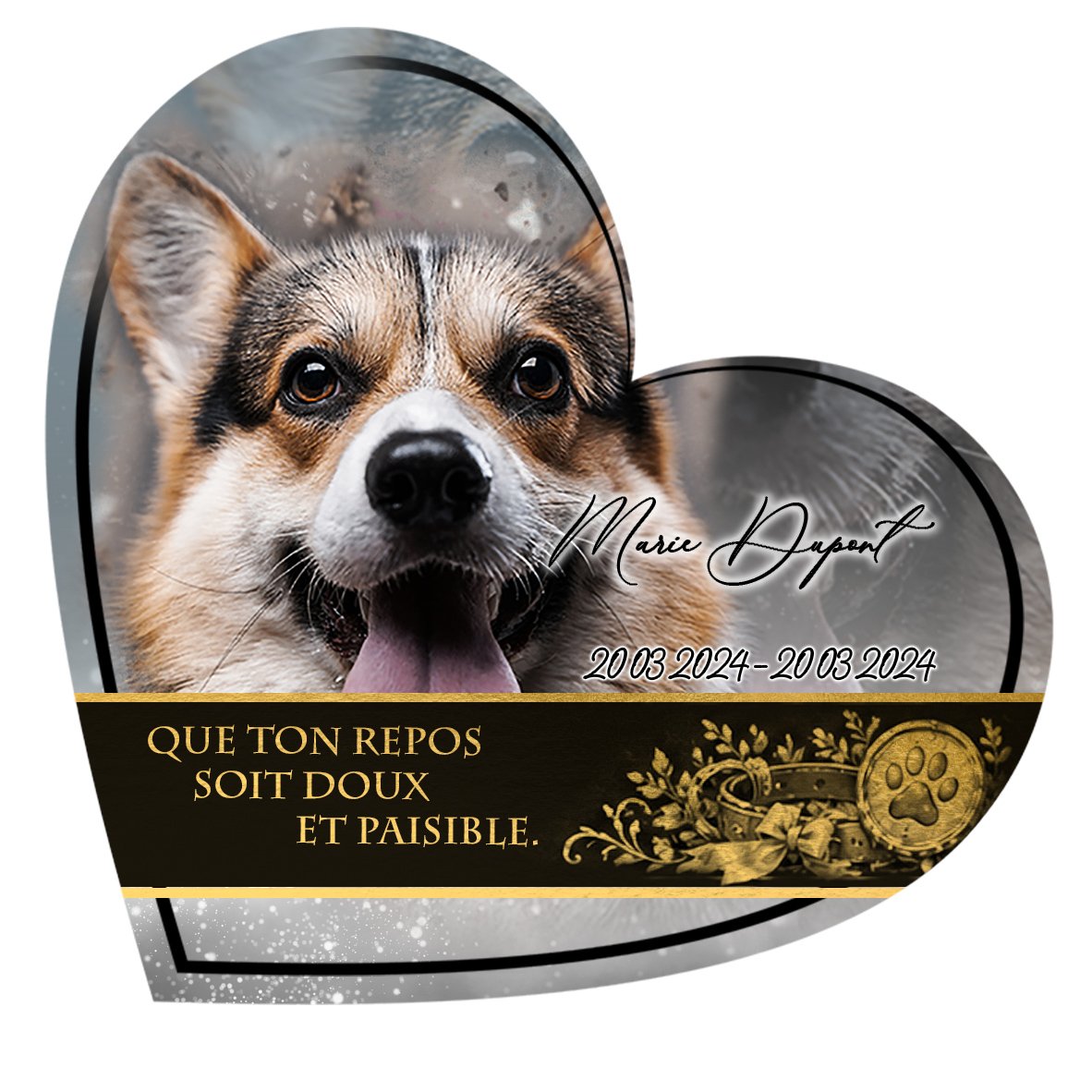 Plaque Cœur Animal de compagnie effet Pastel, ambiance complète portrait + fond