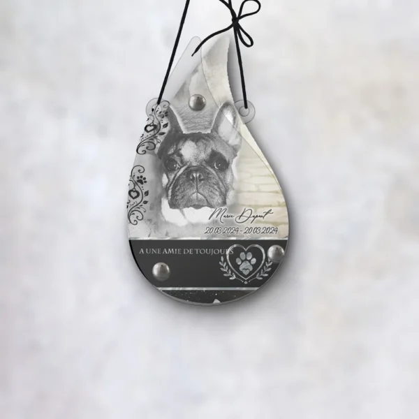 Plaque funéraire flamme animal de compagnie suspendue par cordelette, kit de fixation inclus, 1er sous-décor