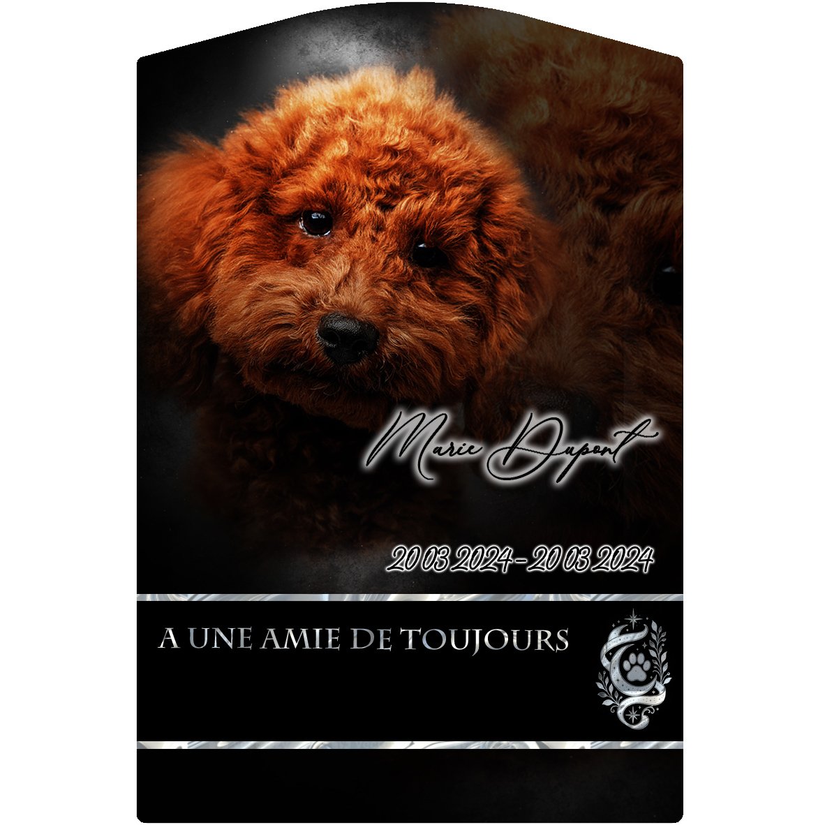 Plaque Stèle Animal de compagnie effet Crayon, ambiance complète portrait + fond