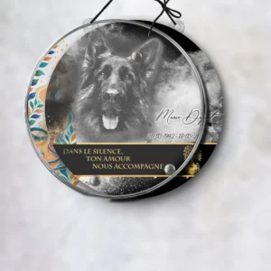 Plaque funéraire médaillon rond animal de compagnie suspendue par cordelette, kit de fixation inclus, 1er sous-décor